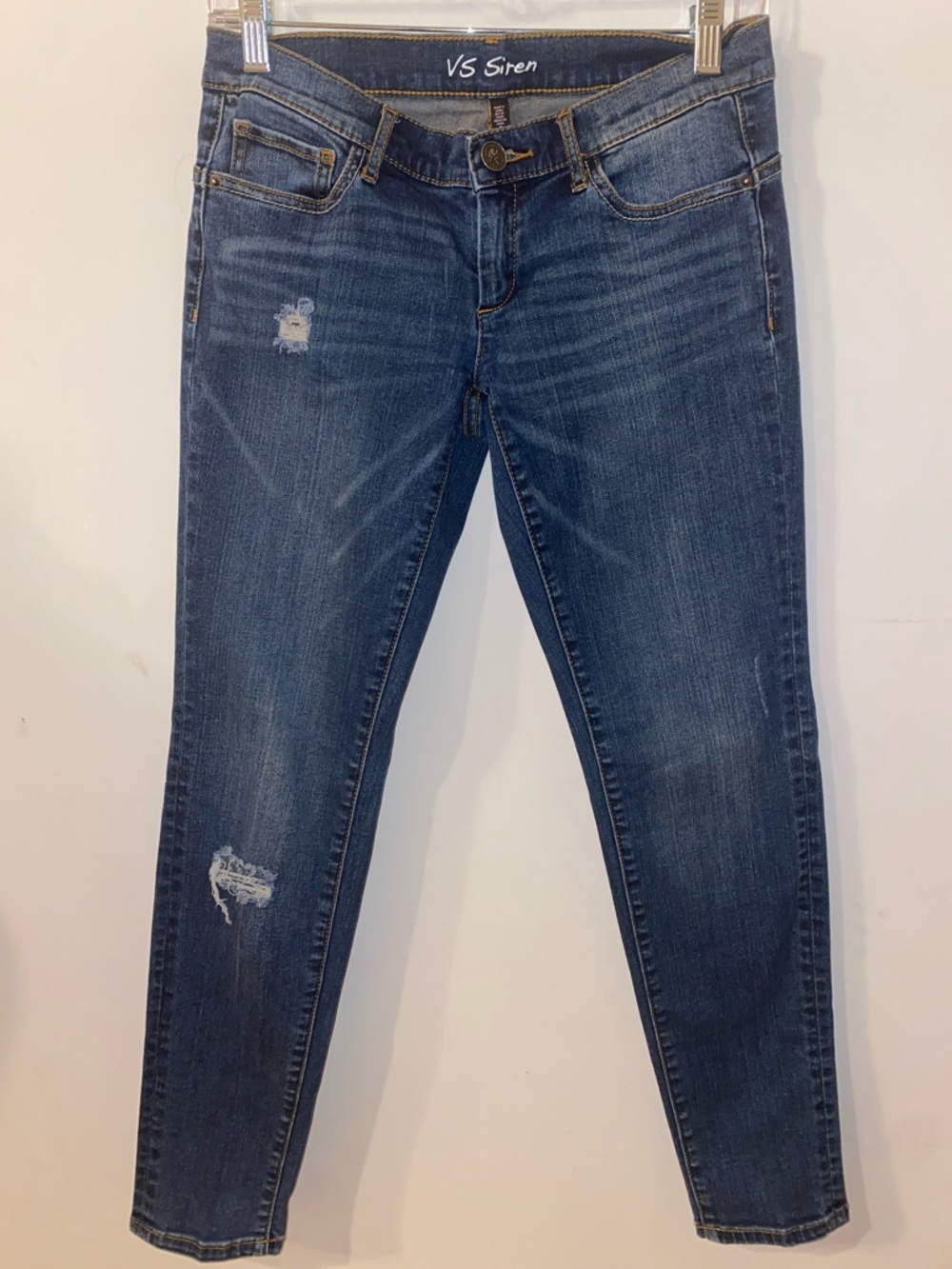 Victoria's Secret VS Siren Dark Blue Distressed Skinny Jeans Size 2 EUC
